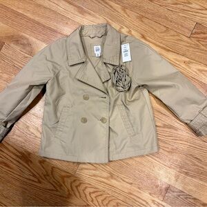 GAP Kids Beige Pea Coat with Floral Accent